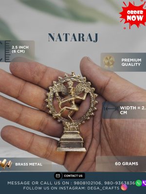 Handcrafted 2" Brass Nataraj Statue – Cosmic Dance of Shiva